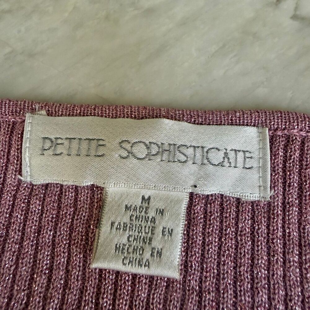 Petite Sophisticate vintage Ribbed Second Skin Cardigan pink metallic size M - Picture 4 of 7